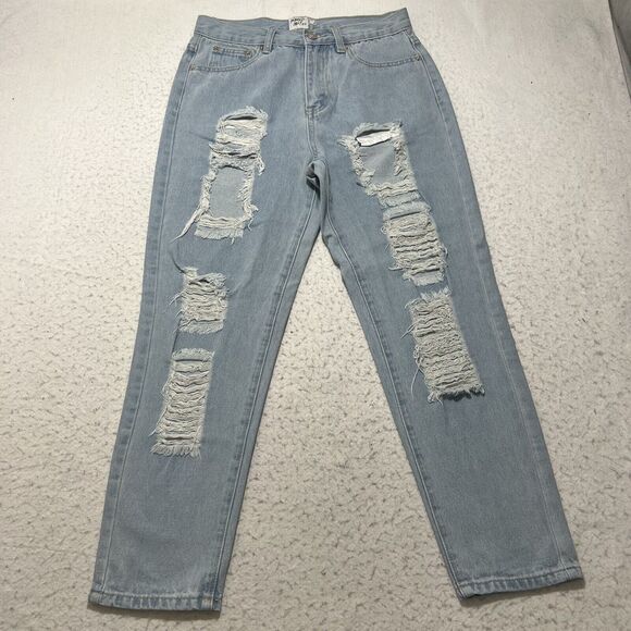 Princess Polly Denim - Princess Polly Women’s 4 (28x25) Straight Leg High Rise Ripped Denim Jeans